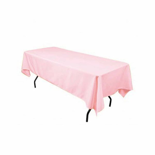 New Creations Fabric & Foam Inc 60" Wide by 120" Long Rectangular Polyester Poplin Tablecloth, Light Pink
