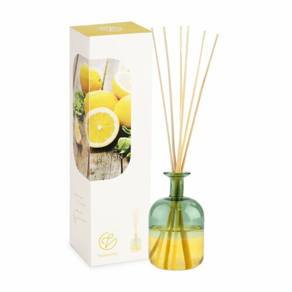 Thaleia Veil Reed Diffuser Glass Bicolor Flower Base Green x Yellow Lemon Blend