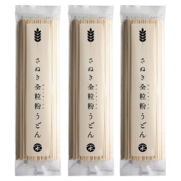 Kinoshita Flour Sei; Trial Sanuki Whole Grain Udon, 3 Bags (7.1 oz (200 g) x 3), Plenty of Dietary Fiber, Dried Noodles, Dried Udon