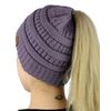 C.C BeanieTail Soft Stretch Cable Knit Messy High Bun Ponytail Beanie Hat, Violet