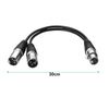 SIENOC 30cm Silver XLR(F) to Dual 2 XLR(M) Splitter Cable