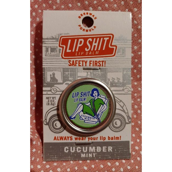 Blue Q Lip Shiit Balm CUCUMBER MINT  Beeswax Coconut Oil Retro Look Tin Discont.