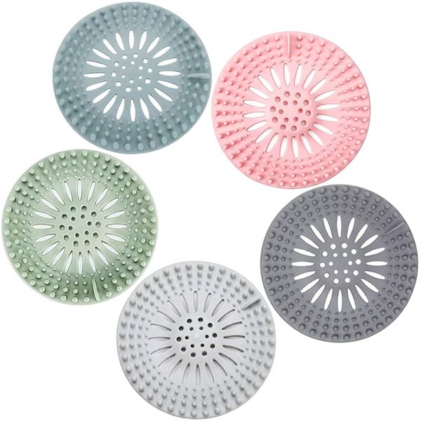 CICILIAYA Hair Catcher Rubber Stopper Shower Drain Covers for Bathroom, Bathtub, Handbasin, Tub, Kitchen, Sink, Strainer, Sewer, Plug, Filter, Trap, Home, Drain Protectors, Easy to Install 5 Pack