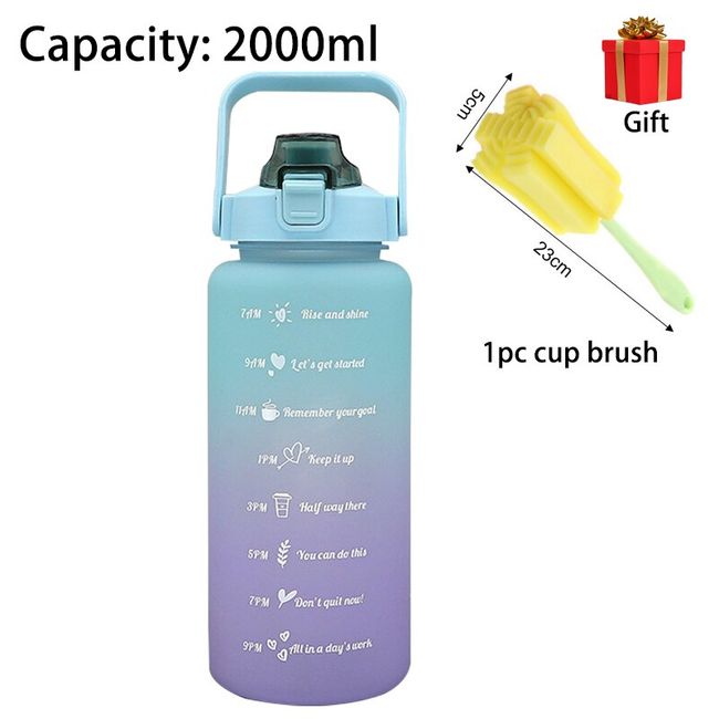 2000ml Fitness Water Bottle Large Capacity Gym Sports Bottle for Travel  (Green) 