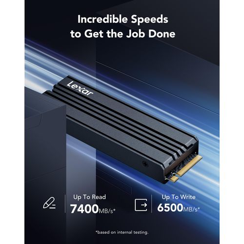 Lexar NM790 1TB SSD with Heatsink, M.2 2280 PCIe Gen4x4 NVMe 1.4 Internal SSD, Up to 7400MB/s Read, Up to 6500MB/s Write, Internal Solid State Drive for PS5, PC, Laptop, Gamers (LNM790X001T-RN9NG)
