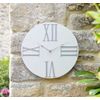 Light Grey Stone Effect Embossed Silver Roman Numerals Weatherproof Garden Wall Clock