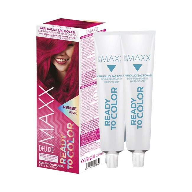 MAXX DELUXE YARI KALICI TÜP BOYA 1 PAKET (2 X 50 ML) (PEMBE (PINK))