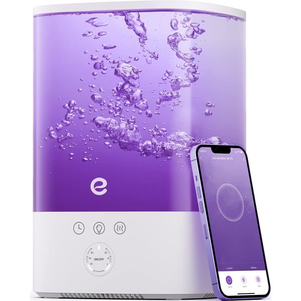 Humidifiers for Bedroom Large Room, Esemoil Smart WiFi Cool Mist Humidifiers for Baby, 3.5L Top Fill & 28dB Quiet, 40H Air Ultrasonic Diffuser with 8 Color Light, Voice Control, Compatible with Alexa