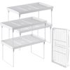 Stackable Plastic Kitchen Storage Shelf Foldable Rack 4-Pack Cabinet Organizer