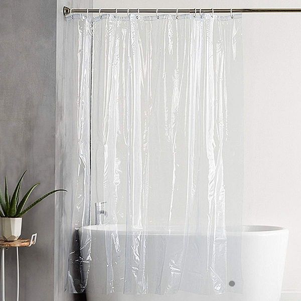 KaiYi Shower Curtain Transparent 180x180cm Bath Curtain Mildew Resistant Room Divider Bath Curtain with Rings