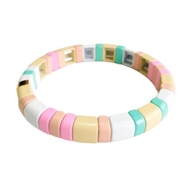 Hemasa Pink Rainbow Enamel Tile Beaded Bracelets for women/Girls A2