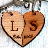Heart Shaped Keyring | Initials + Date Engraved Key ring set Personalised