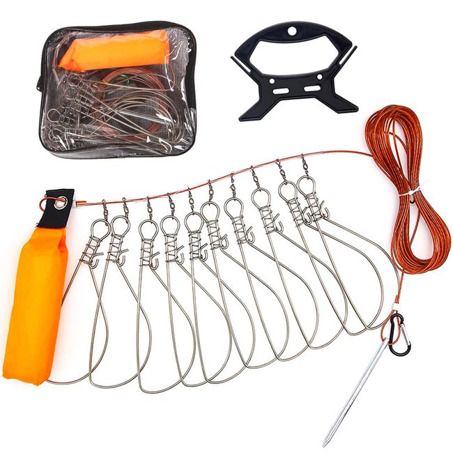 YINKE 10 Pcs Stringer with Float, Rope Total Length 32.8 ft (10 m), Float, Tenless Carabiner, Corrosion Resistant, Retains Freshness of Fish, Fishing Enthusiasts with Storage Bag