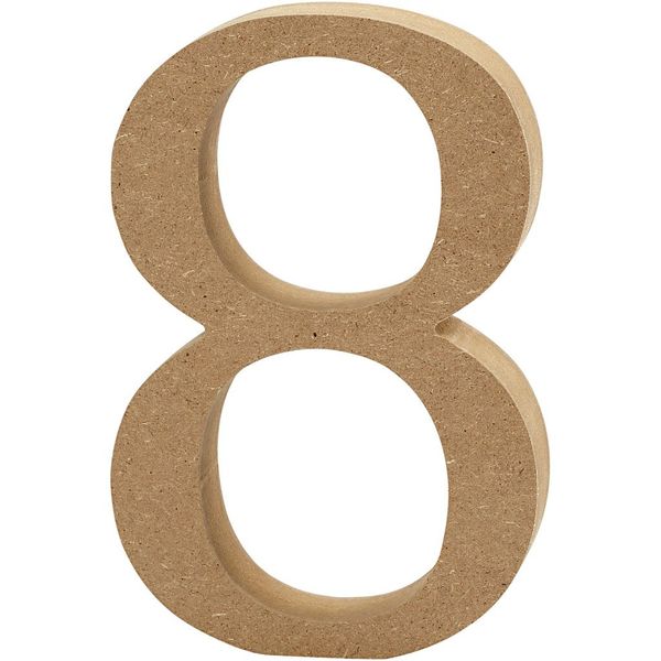 Number, H: 8 cm, MDF, 8, 1pc