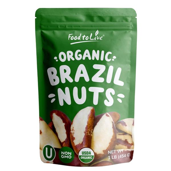 Organic Brazil Nuts, 1 Pound – Non-GMO, Raw, Whole, No Shell, Unsalted, Kosher, Vegan, Keto, Paleo Friendly, Bulk, Trail Mix Snack, Good Source of Selenium, Low Sodium and Low Carb Food