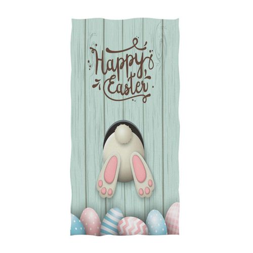 Naanle Lovely Easter Rabbit Colors Eggs Bunny Pattern Soft Absorbent Guest Hand Towels Multipurpose for Bathroom, Hotel, Gym and Spa (16 x 30 Inches)