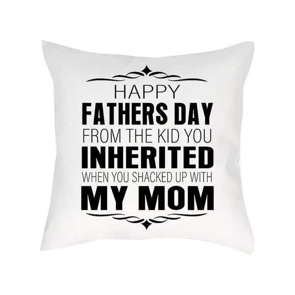 Happy Fathers day from the kid you inherited, New Dad Gift, Sofa decor, Home Décor, Satin Throw Pillow/Cushion. (Satin Cushion Cover With Insert)
