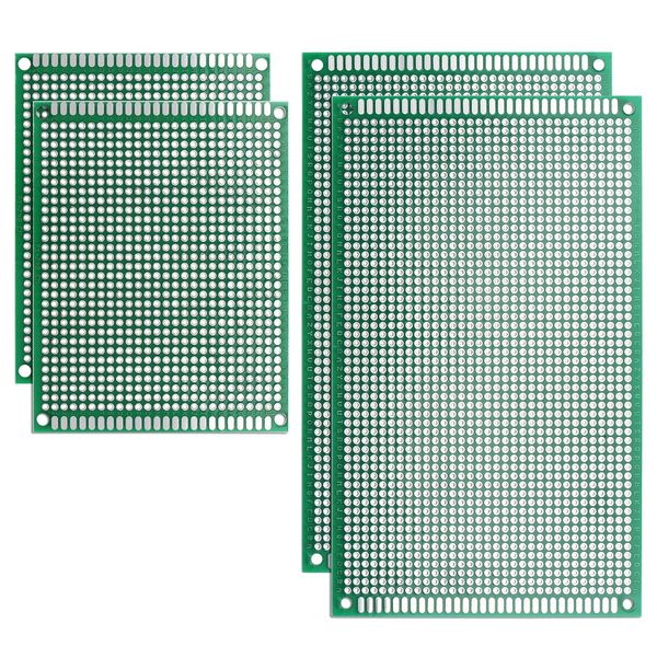 sourcing map Double-Sided PCB Board Printed Circuit Boards Kit (2 Sizes - 7x9 9x15) Prototyping Board for DIY Soldering Electronic Projects Practice Test Circuit 4pcs