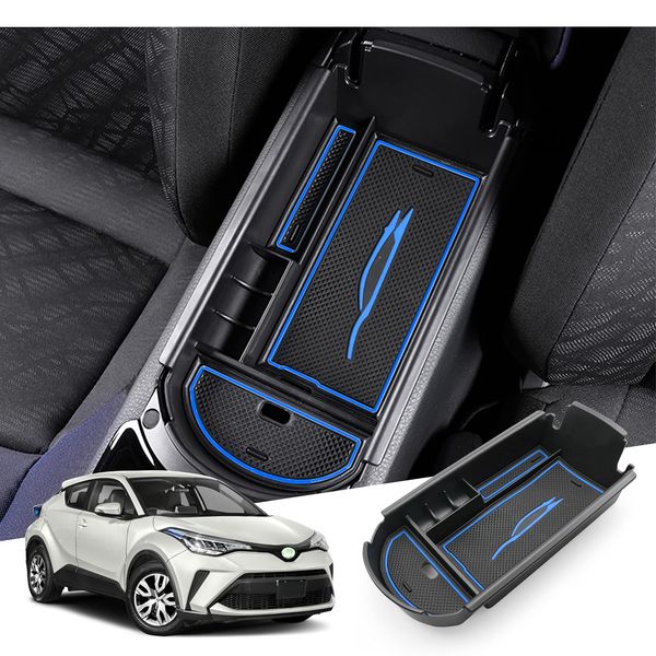 GAFAT Toyot-a C-HR 2016-2022 2023 Centre Console Storage Box, Armrest Organiser Tray, CHR Centre Armrest Glove Box, Compatible with Toyota CHR Accessories (Blue)