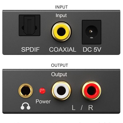 Digital to Analog Audio Converter 192KHz, DAC Digital SPDIF Coaxial Optical Convert to L/R RCA, Toslink Optical to 3.5mm Jack Audio Adapter for PS4 HD DVD Home Cinema Systems