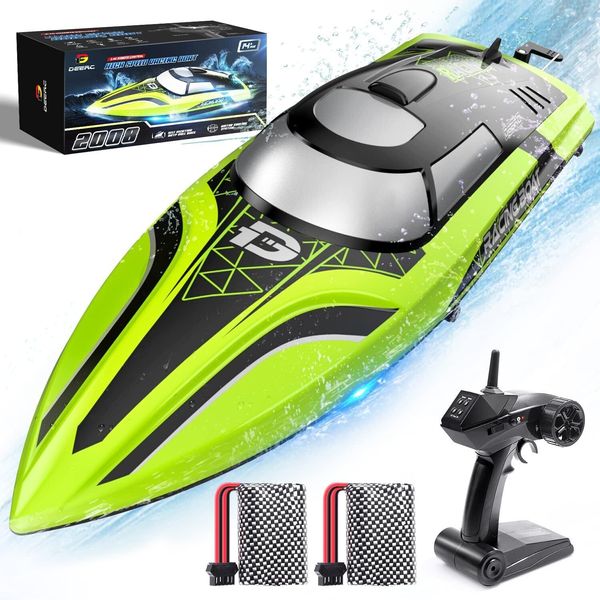 RC Boat with LED Lights, 30+ Minutes, Self Righting RC Boat for Pools and Lakes