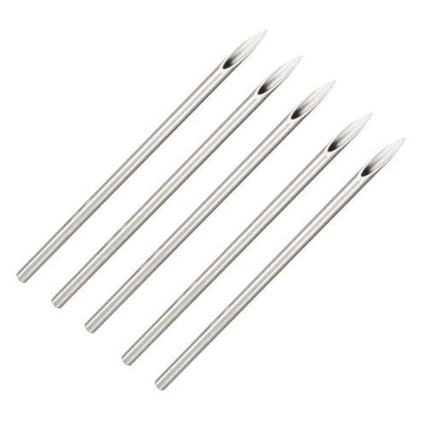 5 Sterilized Body Piercing Needles Pack [5 Pieces], 8 Gauge Straight Needles, Surgical Stainless Steel