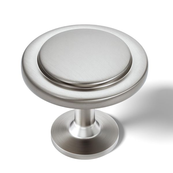 homdiy 10 Pack Brushed Nickel Cabinet Knobs Round Silver Kitchen Knobs for Cabinets, Dresser Drawer Pulls, Zinc Alloy