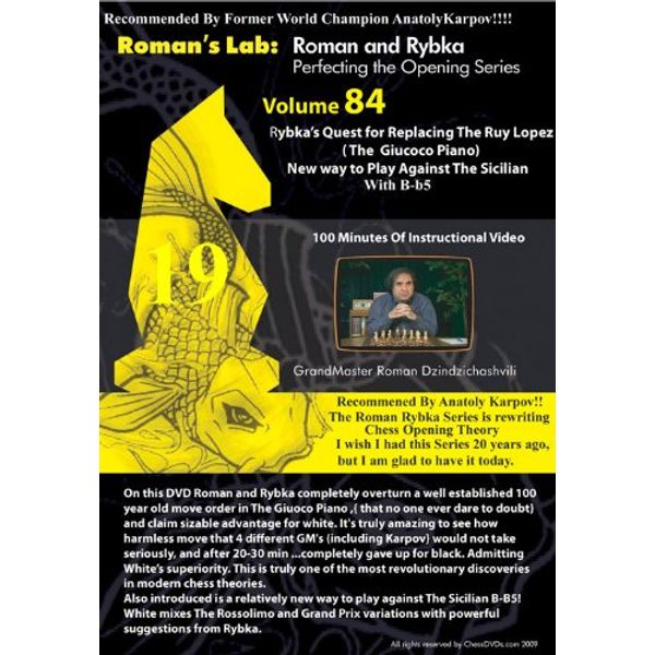 Roman's Labs: Vol. 84, Rybka's Quest to Replace The Ruy Lopez Chess DVD