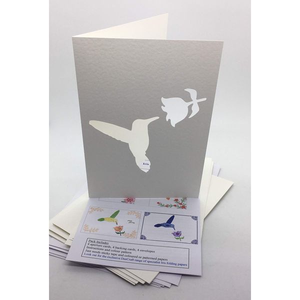 Iris Folding Card Pack Humming Bird C5 Size Makes 4 Cards DeeCraft
