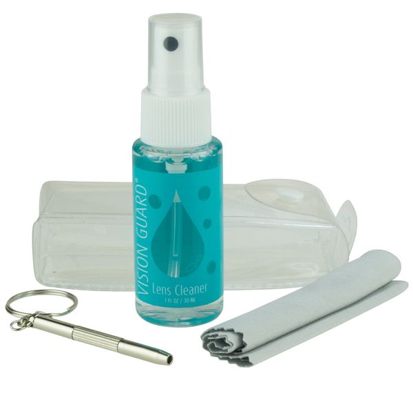 Eyewear Cleaning Spray, Microfiber Cloth, and Sunglass Repair Screwdriver Kit