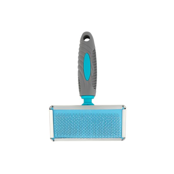 Masterclip Flat Head Hard Pin Slicker Brush - Suitable For Grooming Medium Sized Dogs & Pets (MEDIUM)