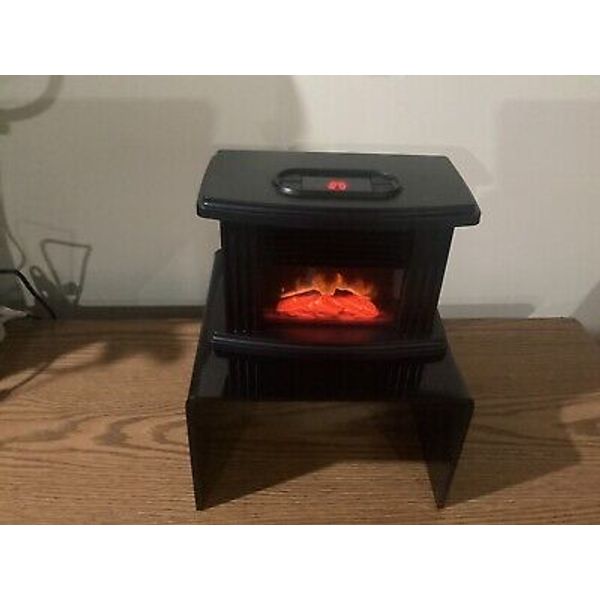 Portable Small Electric Fireplace Space Heater Heating Box 3D Flame Stove 110V