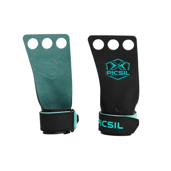 PICSIL Falcon Grips, Tough & Resistant Workout Grips, Hand Grips for Weightlifting & Gymnastics, Made of Soft, Breathable Carbon Fabric, Blocks Rips, Calluses, & Blisters, Unisex (3H, L)
