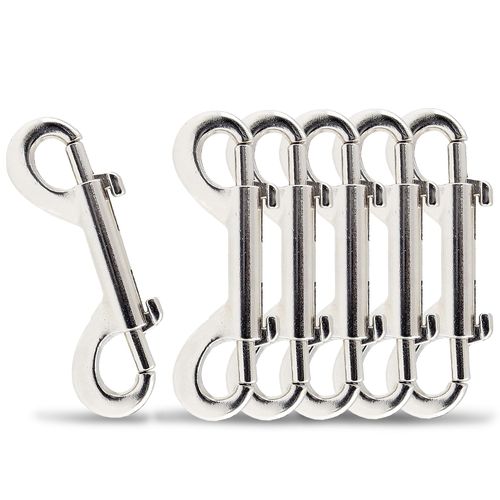 Zorveiio 6 Pcs 2.7 Inch Double Ended Bolt Snaps Hook, Zinc Alloy Double Snap Hook Chain Clips for Dog Leash Key Chain Horse Tack Pet Feed Bucket Garage Use, Silver