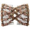 Double Comb Twin Comb Brown Beads & Ball Roll Comb