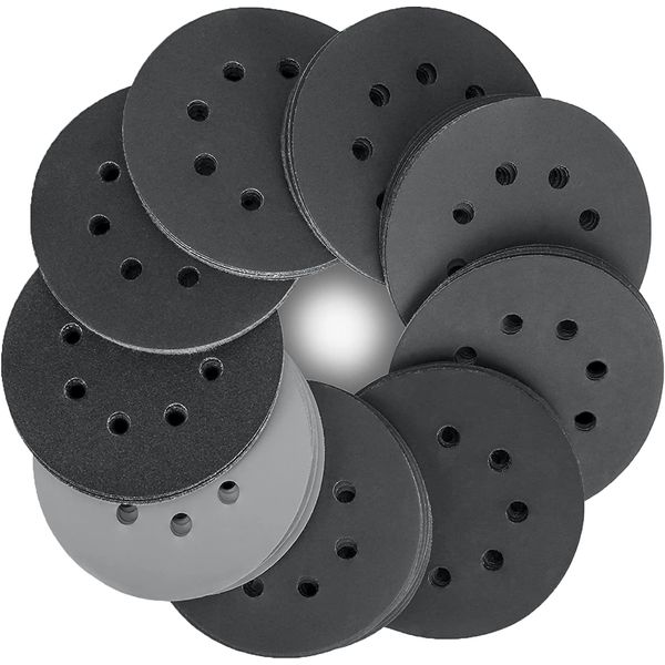 STEBRUAM Orbital Sander Discs, 125mm Sanding Discs 80PCS Silicon Carbide Sandpaper Dry Wet Include 320/400/600/800/1000/1200/1500/2000 Grit for Waterproof Sanding Grinder Polishing/Metal/Automotive