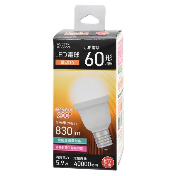 Ohm Electric LDA6L-G-E17 IS53 06-5475 Small LED Bulb E17 60 Shape Equivalent Bulb Color