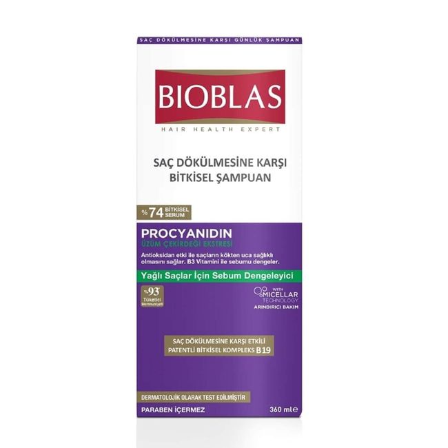 BIOBLAS Saç Dökülmesine ve Yağlanmaya Karşı Şampuan (Procyanidin) (360 ml)