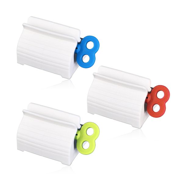 Rumyve Toothpaste Squeezer Plastic, 3pcs Rolling Tube Toothpaste Squeezer is a Reusable, Easy-to-Squeeze and Organized Countertop Bathroom Toothpaste Dispenser Red Blue Green