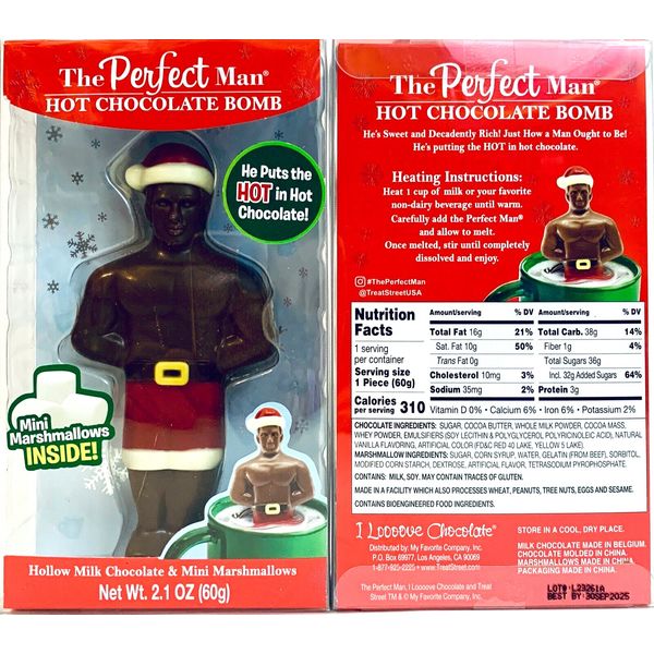 2 Count The Perfect Man Hot Chocolate Bomb With Mini Marshmallows 2.1 Oz Each