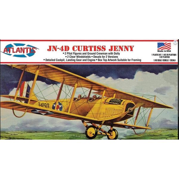 ATLANTIS TOY & HOBBY 1:48 SCALE Curtiss Jenny JN-4 Airplane KIT#534~NEW in BOX