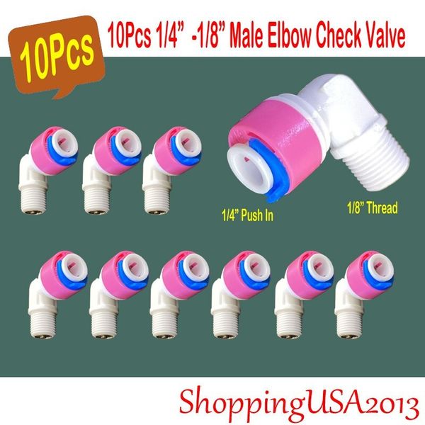 10 Pc Elbow Check Valve 1/8"-1/4" Thread Male Elbow Water Filter RO System