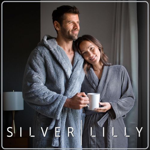 Silver Lilly Womens Plush Fleece Bath Robe, Fluffy Long Bathrobe, Great Gift for Mom, Grandma, Daughter, Sister, Wife, Friend
