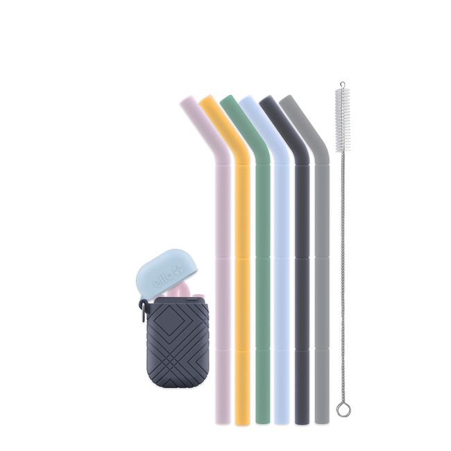 Ello 16-Piece Reusable Straw Set with Cleaning Brush