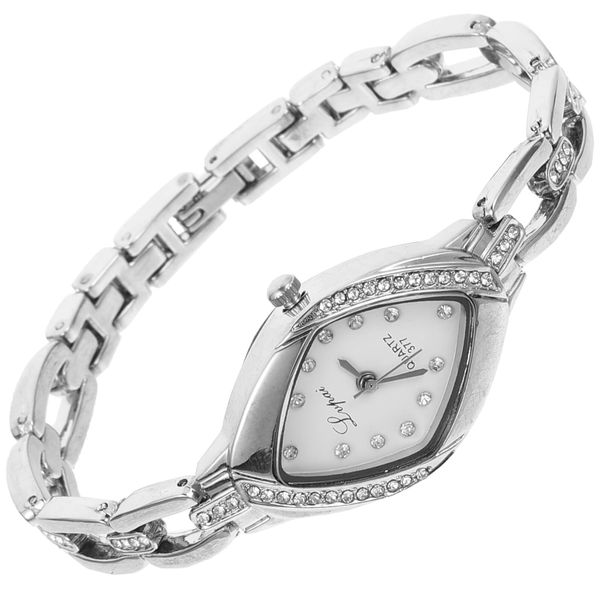 Hemobllo Women Wrist Watch, Rhinestone Bracelet Watch Fashion Elegant Ladies Watch Mini Dress Bling Bracelet Watch, Silver White