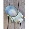 Distressed Green Metal Frog Bath Storage / Planter, Home Decor
