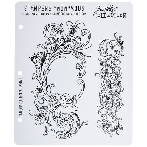 Stampers Anonymous Tim Holtz Cling Stamps 7"X8.5", Fabulous Flourishes