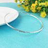 Mecool S925 Sterling Silver Bangle Bracelet with Simple Carved Flower Patterns Inside Diameter 2.63"