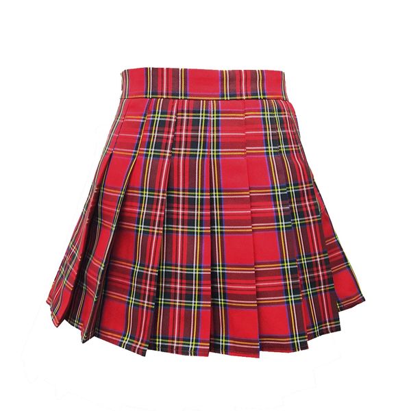 ZHANCHTONG Women's High Waist A-Line Pleated Mini Skirt Short Tennis Skirt (Red Plaid, M)