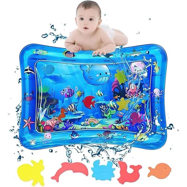 Baby Water Pad Water Play Mat for Infants Toddlers Early Development Activities Inflatable Tummy Time Water Mat for 3-48 Months Boy Girl Baby Toys Play mat for Baby's Stimulation Growth,26”x22”